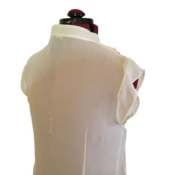 Ann Taylor White Sheer Ruffle Front Blouse (Size 12) - Picture 7 of 9